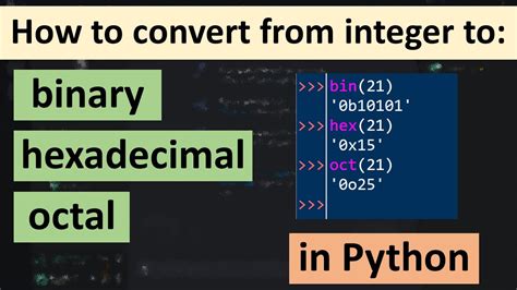 Python hex notation.  Understanding how to convert between hexadecimal and integers, perform ...