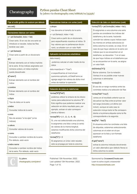 Python matplotlib Cheat Sheet by julenx (6 pages) programming python