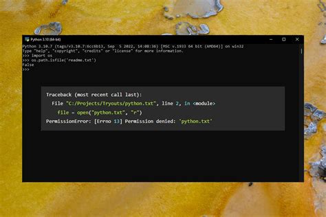 Python permission denied open file windows.  To solve the 'PermissionError:...