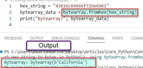 Python print bytearray as hex. bin() class builtins. hex () method converts the byt...