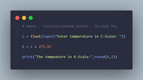 Python program to convert celsius to kelvin - tutorialsinhand