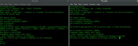 Python reconnect a disconnected socket. error: [Errno 106] Transport endpoint is already ...