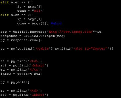 Python script for ip location.  The script first retrieves the IP address ...
