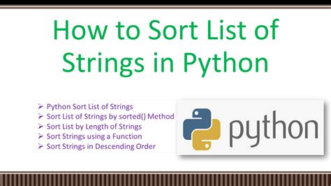 Python sort array of strings. sort() method and the functions sorted(), min(), max(), he...