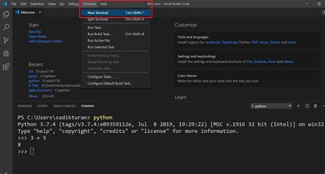 Python terminal açma . 