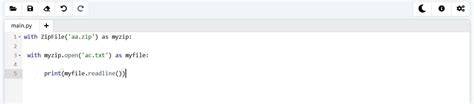 Python unzip file in memory.  Using python 2.  The mode parameter should be 'r' to re...
