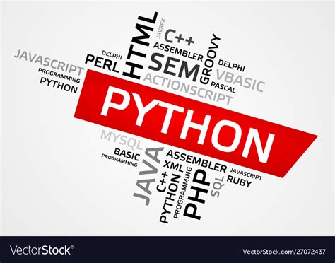 Python word cloud tag cloud graphics Royalty Free Vector