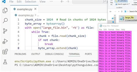 Python3 read binary file.  Read 4 bytes at a time (with a while loop and in...
