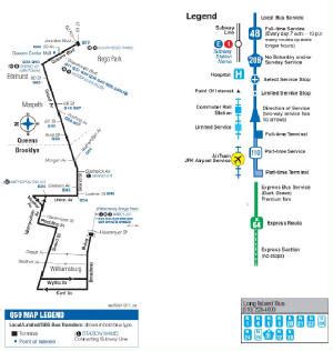 Q59 bus route map. TIP: Enter an intersection, bus route or bus stop code. Route: Q59 Williamsburg - Rego Park. via Grand St / Grand Av / Queens Blvd. Choose your direction: to QUEENS BLVD 62 DRIVE via GRAND; to WILLAMSBURG BRIDGE PLZ via GRAND . Q59 to QUEENS BLVD 62 DRIVE via GRAND. BROADWAY/ROEBLING ST ; 