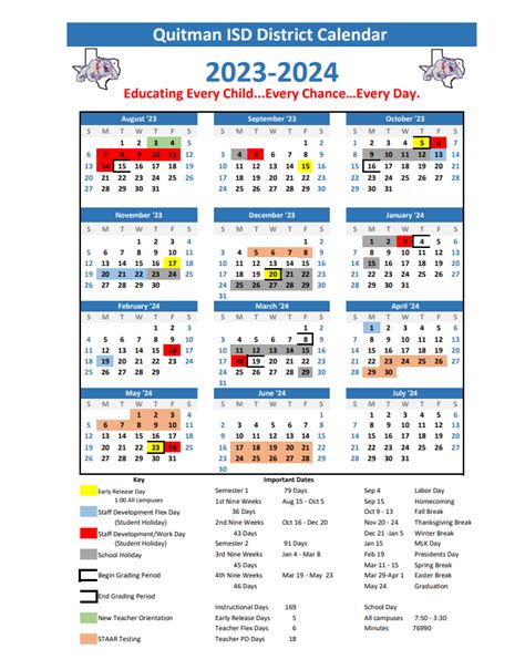 QISD Releases 20232024 Calendar Quitman ISD