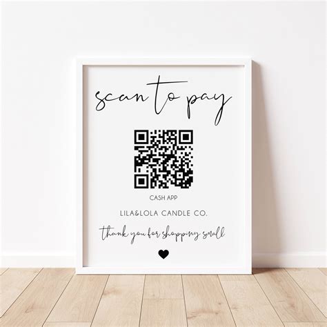 QR Code Sign Template Scan to Pay Sign Cashapp Payment Sign Etsy UK