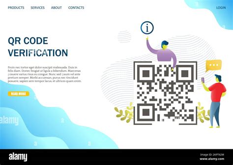 QR Code Verification Vector Website Landing Page Design Template Stock