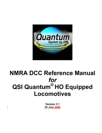 QSI Quantum Q1 DCC Reference Manual Ver. 3.1 Manualzz