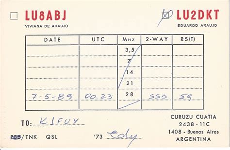 QSL LU6DJK Alfred Luciano ~ Buenos Aires Argentina - eBay