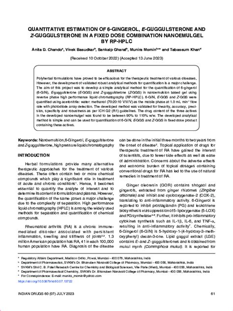 Qualitative and Quantitative Estimation with Isolation of Gingerol From ... - muktibox.com