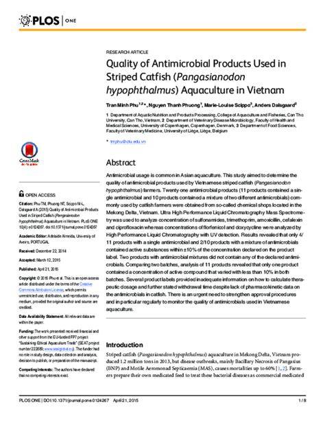 Quality of Antimicrobial Products Used in Striped Catfish ( - raincitystudios.com
