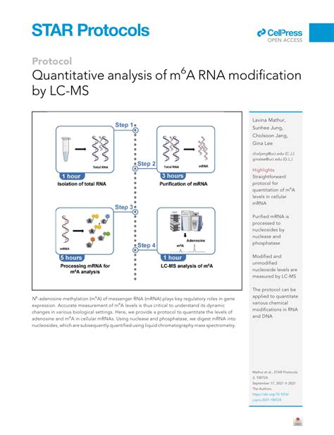 Quantitative analysis of m6A RNA modification by LC-MS - wintechmobiles.com