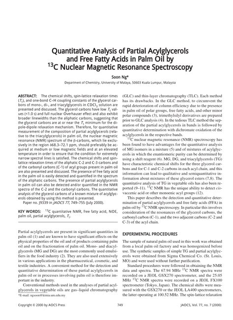 Quantitative analysis of partial acylglycerols and free fatty acids in ... - wintechmobiles.com