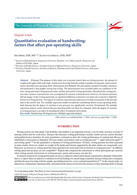 Quantitative evaluation of handwriting: factors that affect pen ... - muktibox.com