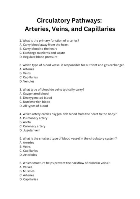 Quiz: Circulatory Pathways - CliffsNotes - muktibox.com