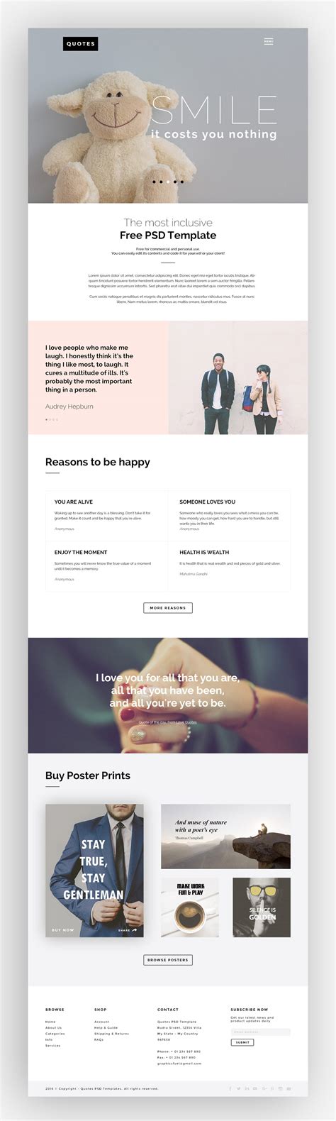 QUOTES Free PSD Website Template GraphicsFuel