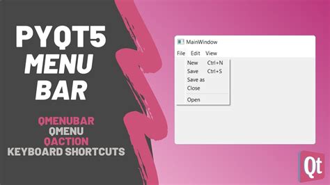 Qaction pyqt5. 7. triggered.  QMenu class provides a widget which can be added to menu bar.  Una...