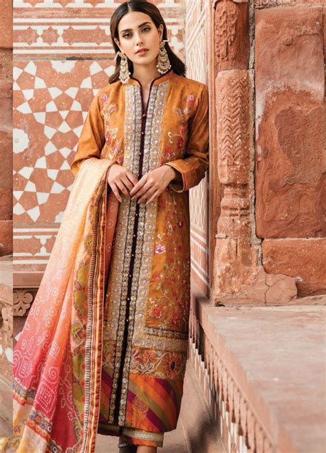 Qalamkar Embroidered Lawn Cf03 Zarmina Dress Shadi Dress