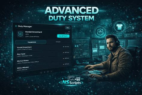 Qbcore duty script.  Advanced Duty System Track duty time (day, hour, m...