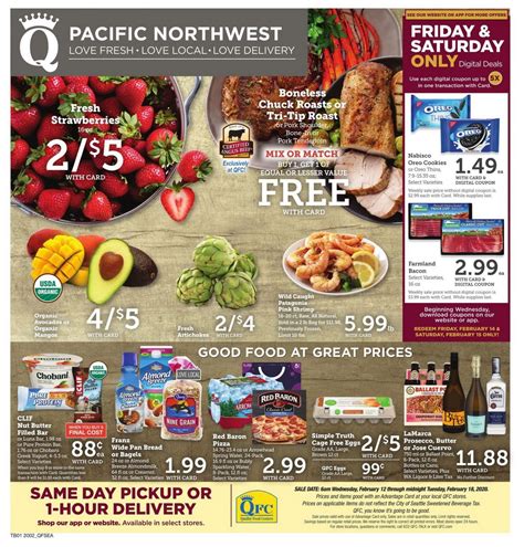 Qfc ads. Select Weekly Ads from QFC. There are no other currently available weekly ads. This weekly ad is not available in English for the region you selected. Click here to view the weekly ad items in French or select a different postal code. View your Weekly Ad QFC online. Find sales, special offers, coupons and more. Valid from Jul 12 to Jul 18. 