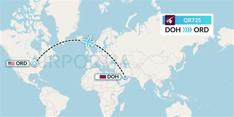 Qr725 flight tracker. The second flight of this journey would be a flight from Doha to Chicago onboard the Qatar Airways Airbus A350-1000. Similar to my journey in the previous month, I was lucky to be able to visit the Al Mourjan Lounge in Doha when flying in Economy Class. Here is the routing. 