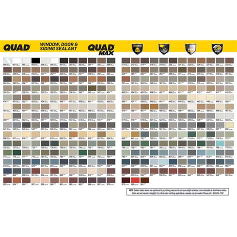 Quad Caulking Color Chart