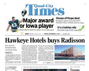 Quad city times newspaper. Quad-City Times | 1,217 followers on LinkedIn. A business organization dedicated to serving the information and entertainment needs of our community. | The Quad-City Times covers local news, sports, events and more from the Quad Cities Region of Iowa and Illinois and publishes in print, web, mobile, and social platforms. The Quad-City Times is … 