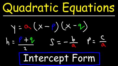 Quadratic Equation Intercept Form YouTube