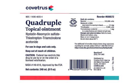 Quadruple ointment for dogs. Muricin is a brand name, vet label drug. If you place an order for Muricin, it will always be filled with Muricin Mupirocin Ointment by Dechra. What problems could my dog or cat have with Mupirocin? Do not apply Mupirocin near the eyes. Prevent your dog or cat from grooming or licked the treated area for 20 to 30 minutes after application. 