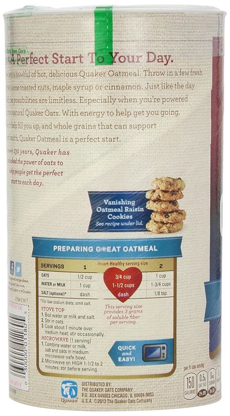Quaker oats cooking instructions. Ingredients. Cooking Times. This pack contains 8 servings. 1With 180ml of semi skimmed milk. * RI - reference intake of an average adult (8400 kJ / 2000 Kcal) **Contains … 