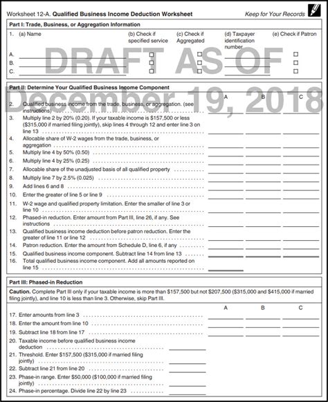 Qualified Business Deduction Worksheet Example Math Worksheets