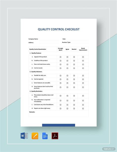 Quality Control Check Sheet Template