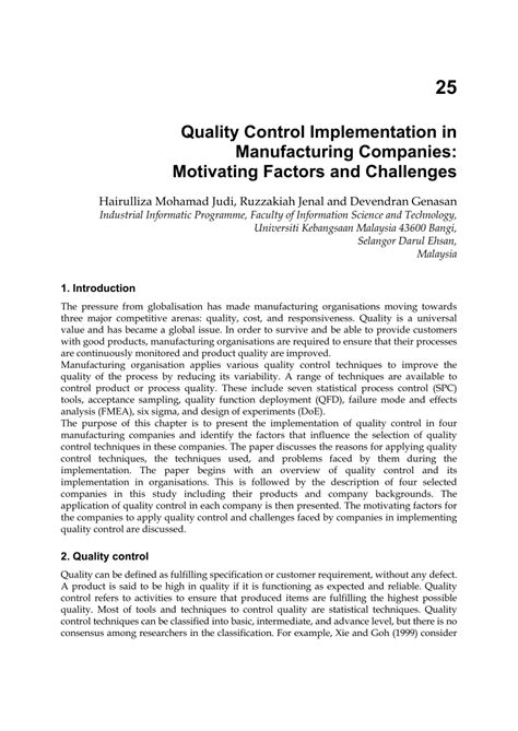 Quality Control Implementation In Motivating Factors And