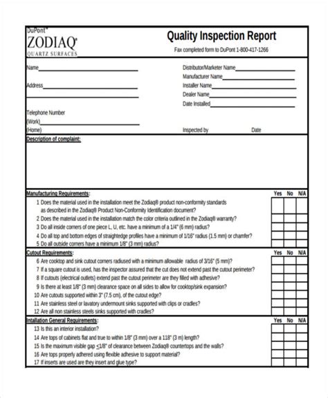 Quality Control Template Quality Control Report Templates at