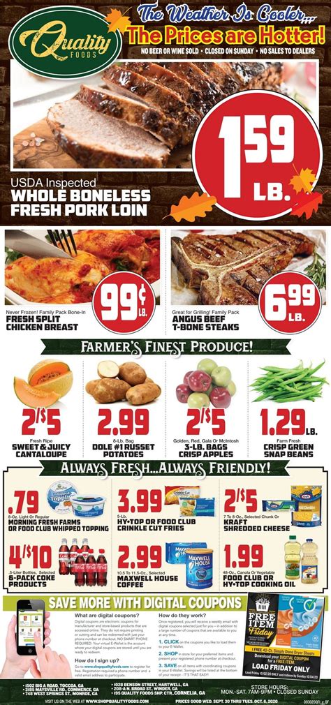 Quality foods weekly ad monroe ga. Hours. Mon-Sat: 7am-9pm Sun: Closed. Contact. Phone: 