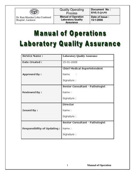 Quality manual template for clinical laboratory. - Crónicas oscuras de un hospital venezolano.