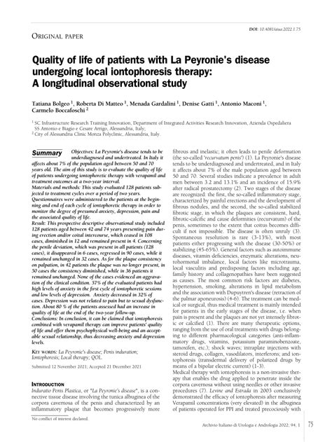 Quality of life of patients with La Peyronie