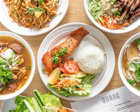 Quang restaurant. Quang Restaurant offers a variety of platters with grilled, fried, or steamed meats, seafood, and vegetables. Choose from 412 different platters, including grilled pork chops, shrimp, … 