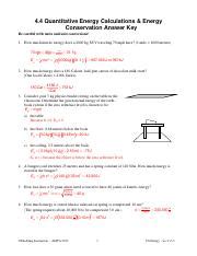 Quantitative Energy Calculations And Conservation Answer