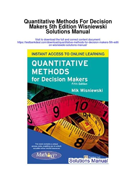 Quantitative methods for decision makers instructors manual by mik wisniewski. - Manuale tetto apribile toyota landcruiser serie 100.