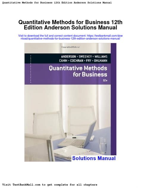 Quantitative methods for managers anderson solutions manual. - Student solutions manual for college trigonometry.