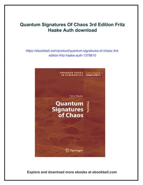 Quantum Signatures Of Chaos 3rd Edition