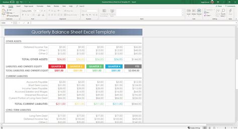 Quarterly Balance Sheet Excel Template Balance Tracker Etsy in 2021