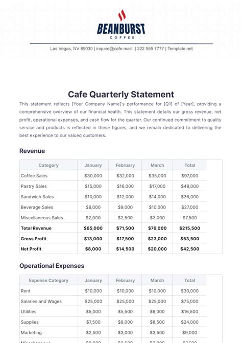 Quarterly Statement Template Statement Templat