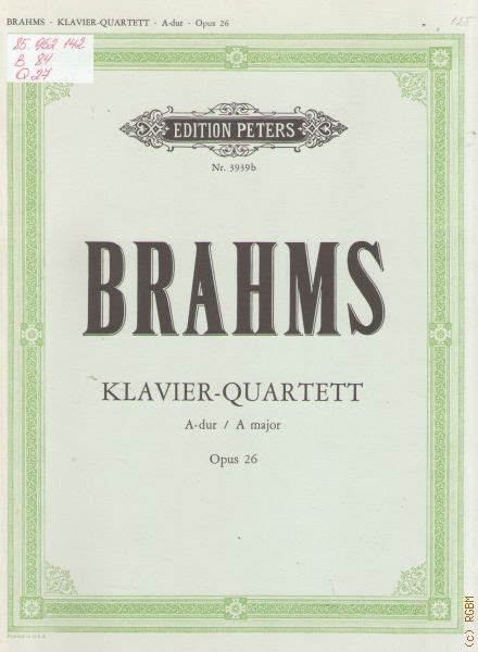 Quartett für klavier, violine, viola und violoncello, opus 26. - Manuale di burgman un 150 2002.